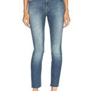 Mother High Waisted Looker Ankle Fray Jeans in Jumping Off Swings Size 25